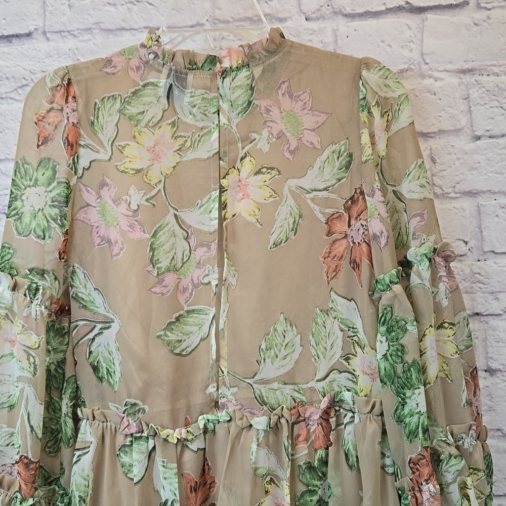 Princess Polly Eden Bloom Floral Babydoll Mini Dress Puff Sleeve Romantic XS - Picture 8 of 13
